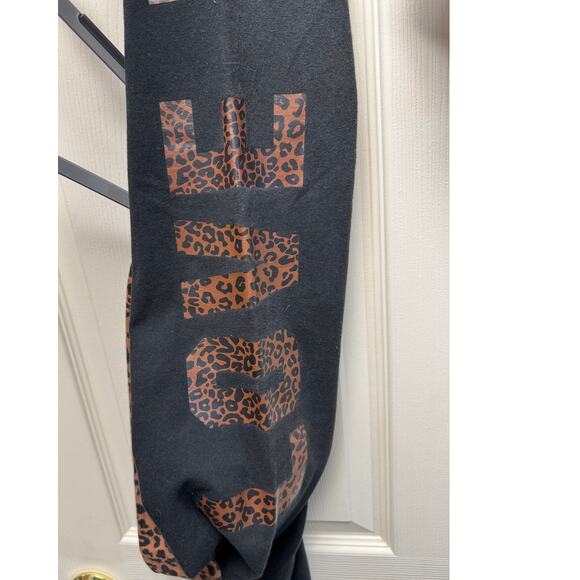 Victorias Secret PINK Leggings M Black Foldover Waistband Leopard Print Y2K EUC - Picture 5 of 6